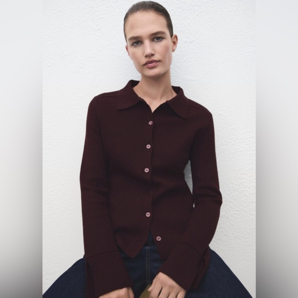 MANGO Cardigan With Shirt Collar